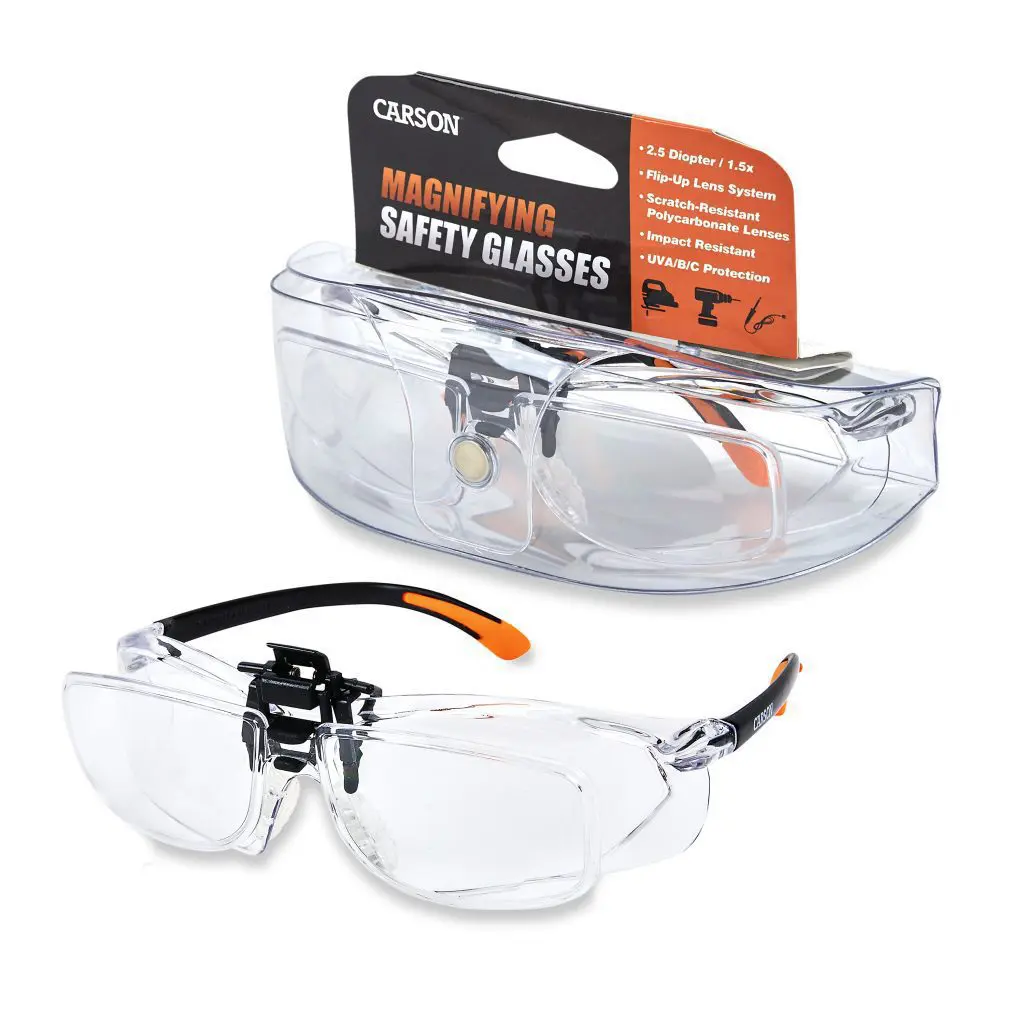 Carson 1.5x (+2.5 Diopter) Flip Up Protective Magnifying Safety Glasses VM-20 - Image 3
