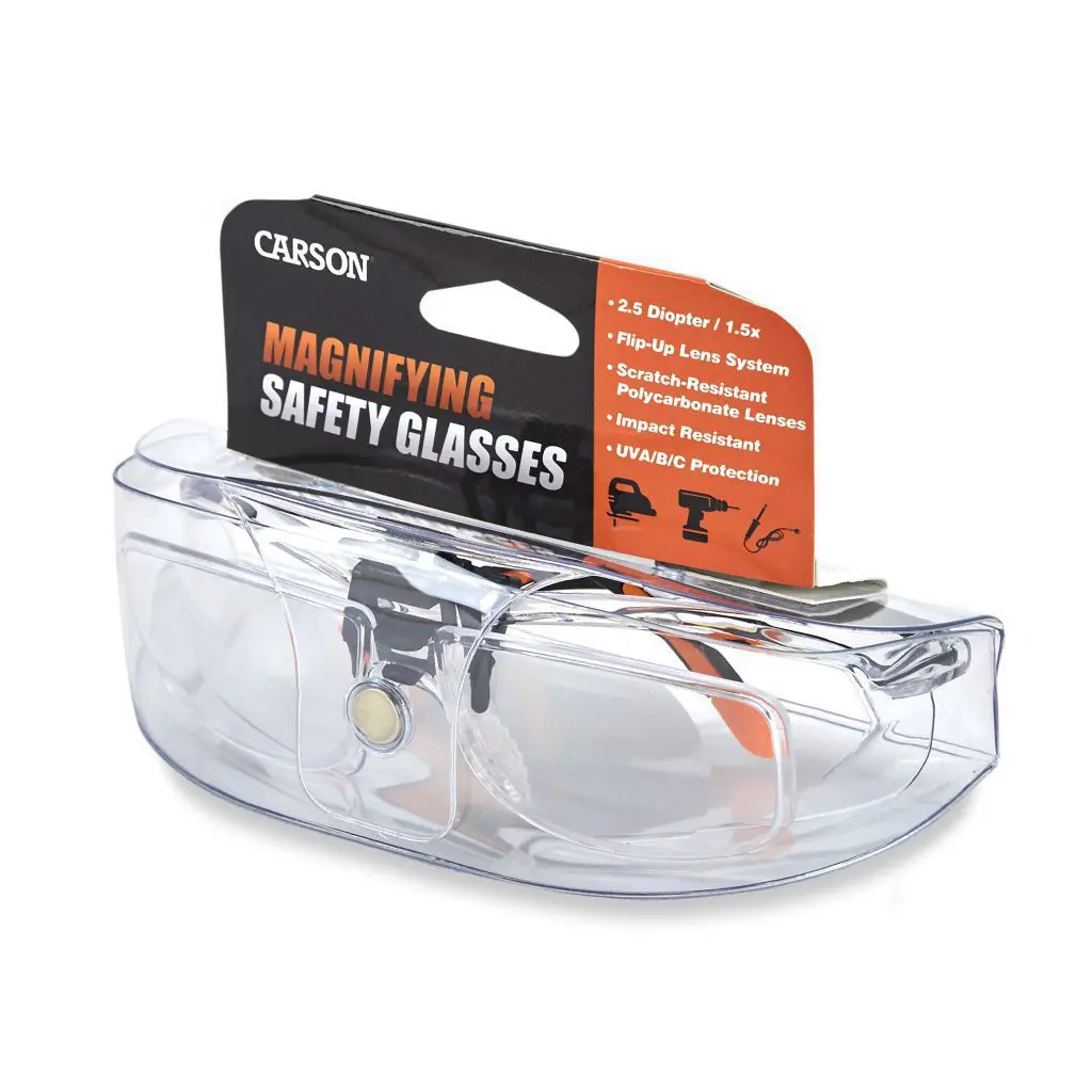 Carson 1.5x (+2.5 Diopter) Flip Up Protective Magnifying Safety Glasses VM-20 - Image 6