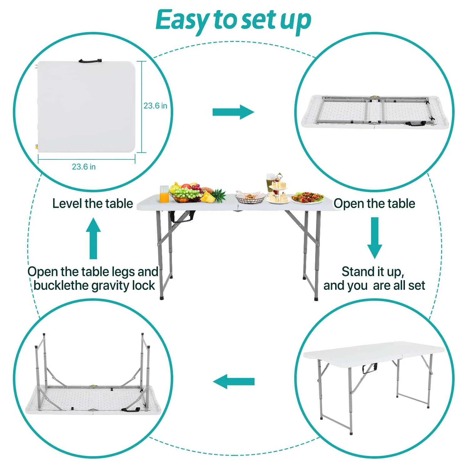 EDISLA Atlas Outdoor Folding Table 4ft - Image 6