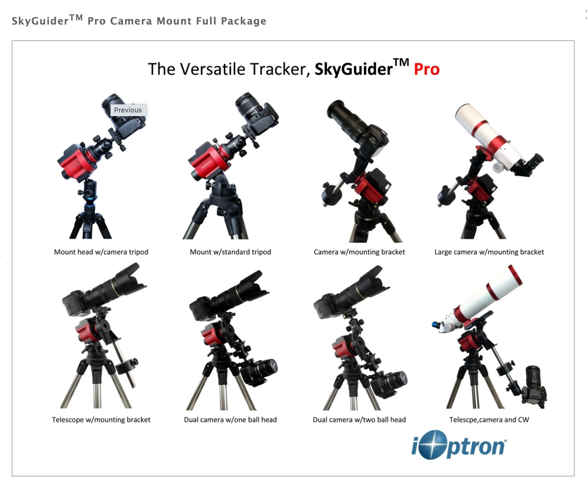 iOptron SkyGuider Pro Camera Mount with Polar Scope - Image 5